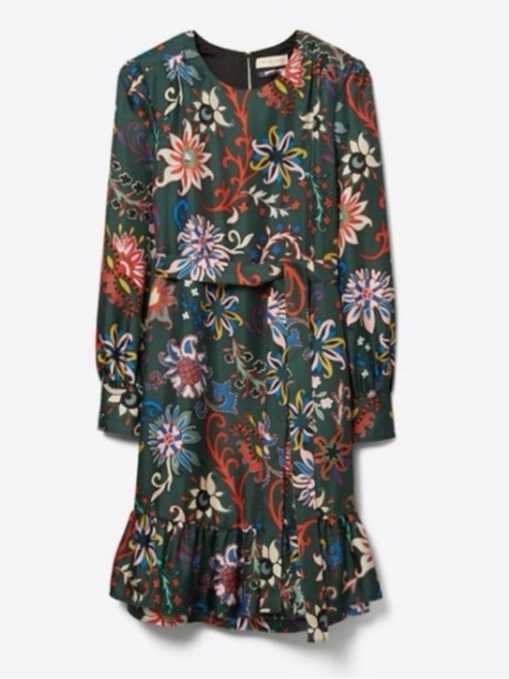 Tory Burch Printed Silk Twill Dress in Black Mountain Floral Size 00